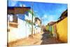 Cuba Painting - Trinidad Street Colors-Philippe Hugonnard-Stretched Canvas