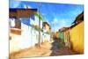 Cuba Painting - Trinidad Street Colors-Philippe Hugonnard-Mounted Art Print