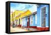 Cuba Painting - Urban Colors Street-Philippe Hugonnard-Framed Stretched Canvas