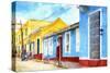 Cuba Painting - Urban Colors Street-Philippe Hugonnard-Stretched Canvas