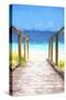 Cuba Painting - Wooden Boardwalk on the Sand-Philippe Hugonnard-Stretched Canvas