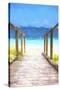 Cuba Painting - Wooden Boardwalk on the Sand-Philippe Hugonnard-Stretched Canvas