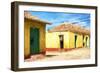 Cuba Painting - Yellow Facades-Philippe Hugonnard-Framed Art Print