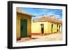 Cuba Painting - Yellow Facades-Philippe Hugonnard-Framed Art Print