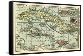Cuba - Panoramic Map-Lantern Press-Framed Stretched Canvas