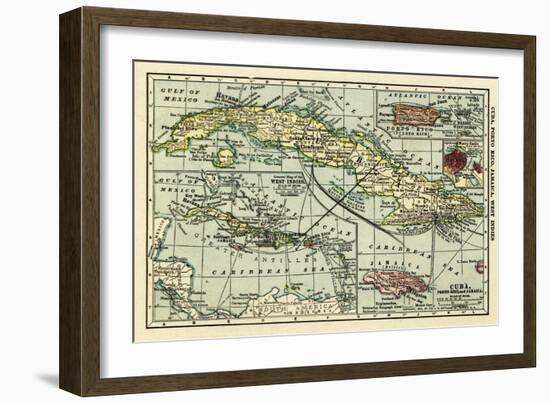 Cuba - Panoramic Map-Lantern Press-Framed Art Print