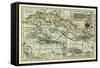 Cuba - Panoramic Map-Lantern Press-Framed Stretched Canvas