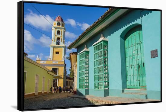 Cuba, Sancti Spiritus Province, Trinidad. Iglesia Y Convento De San Francisco Towers over the City-Inger Hogstrom-Framed Stretched Canvas