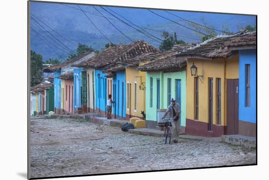 Cuba, Trinidad, a Man Selling Sandwiches Up a Colourful Street in Historical Center-Jane Sweeney-Mounted Photographic Print