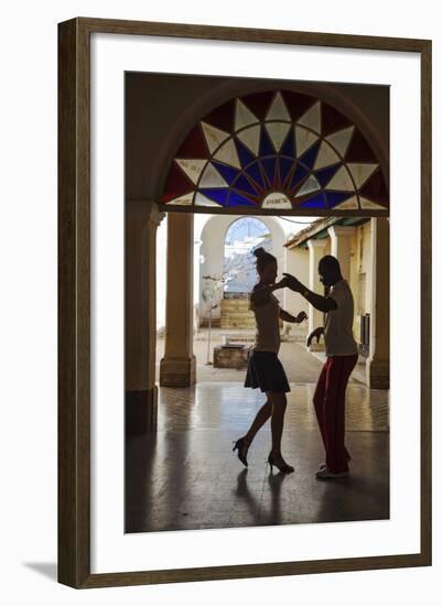 Cuba, Trinidad, Casa De Culture, Couple Salsa Dancing-Jane Sweeney-Framed Photographic Print