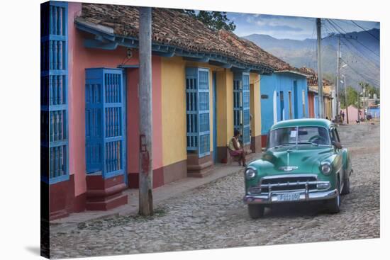 Cuba, Trinidad, Classic American Car in Historical Center-Jane Sweeney-Stretched Canvas