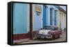 Cuba, Trinidad, Classic American Car in Historical Center-Jane Sweeney-Framed Stretched Canvas