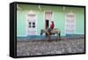 Cuba, Trinidad, Milkman on Horseback Delivers Bottles of Milk to House-Jane Sweeney-Framed Stretched Canvas