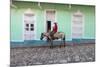 Cuba, Trinidad, Milkman on Horseback Delivers Bottles of Milk to House-Jane Sweeney-Mounted Photographic Print