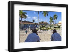 Cuba, Trinidad, Two Security Guards Look across Plaza Mayor-Jane Sweeney-Framed Photographic Print