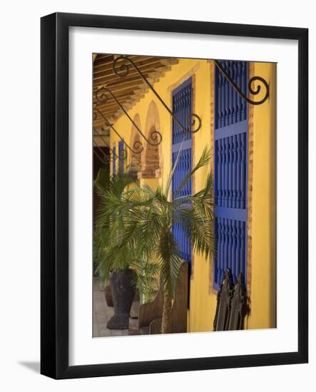 Cuba, Trinidad, UNESCO, blue shutters in courtyard of Casa Particular, Spanish style colonial home-Merrill Images-Framed Photographic Print