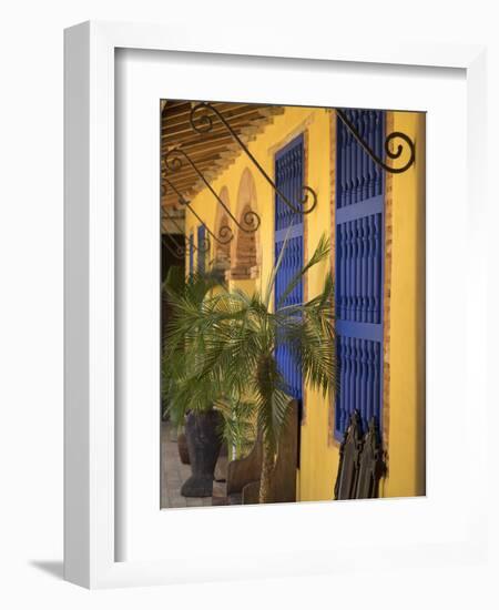 Cuba, Trinidad, UNESCO, blue shutters in courtyard of Casa Particular, Spanish style colonial home-Merrill Images-Framed Photographic Print