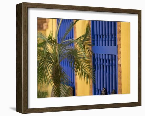 Cuba, Trinidad, UNESCO, blue shutters in courtyard of Casa Particular, Spanish style colonial home-Merrill Images-Framed Photographic Print