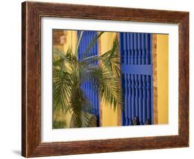 Cuba, Trinidad, UNESCO, blue shutters in courtyard of Casa Particular, Spanish style colonial home-Merrill Images-Framed Photographic Print