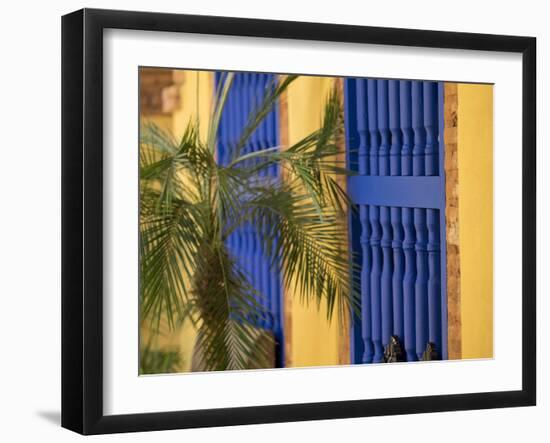 Cuba, Trinidad, UNESCO, blue shutters in courtyard of Casa Particular, Spanish style colonial home-Merrill Images-Framed Photographic Print