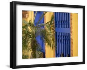 Cuba, Trinidad, UNESCO, blue shutters in courtyard of Casa Particular, Spanish style colonial home-Merrill Images-Framed Photographic Print