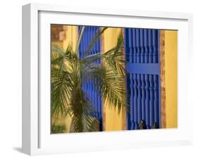 Cuba, Trinidad, UNESCO, blue shutters in courtyard of Casa Particular, Spanish style colonial home-Merrill Images-Framed Photographic Print