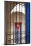 Cuba, Vinales, Cuban flag in courtyard and wrought iron gate.-Merrill Images-Mounted Photographic Print