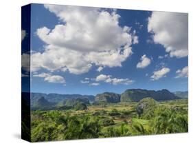 Cuba, Vinales, tobacco fields and limestone hills-Merrill Images-Stretched Canvas