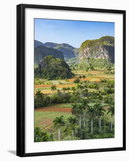 Cuba, Vinales, tobacco fields and limestone hills-Merrill Images-Framed Photographic Print