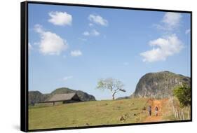 Cuba, Vinales, Valley with Tobacco Farms and Karst Hills-Merrill Images-Framed Stretched Canvas