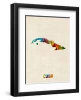 Cuba Watercolor Map-Michael Tompsett-Framed Art Print