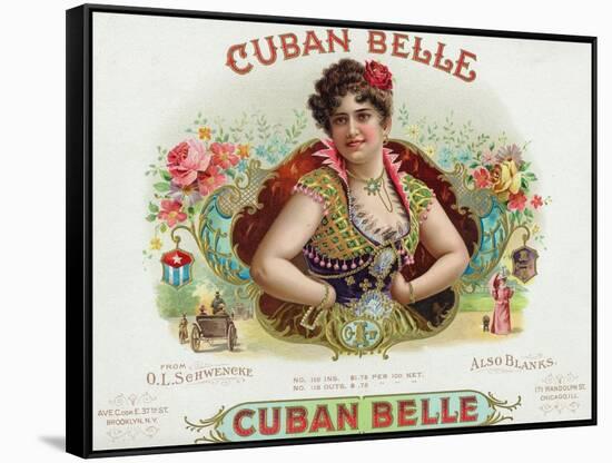 Cuban Belle Brand Cigar Box Label-Lantern Press-Framed Stretched Canvas