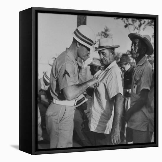 Cuban Civilian Workers at Guantanamo Naval Base-null-Framed Stretched Canvas