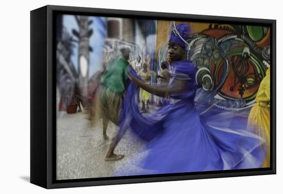 Cuban Dancer in Motion, Callejon De Hamel, Cuba-Adam Jones-Framed Stretched Canvas