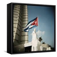 Cuban Flag and Jose Marti Memorial, Plaza De La Revolucion, Havana, Cuba, West Indies-Lee Frost-Framed Stretched Canvas