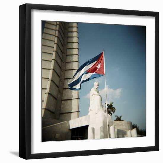 Cuban Flag and Jose Marti Memorial, Plaza De La Revolucion, Havana, Cuba, West Indies-Lee Frost-Framed Photographic Print