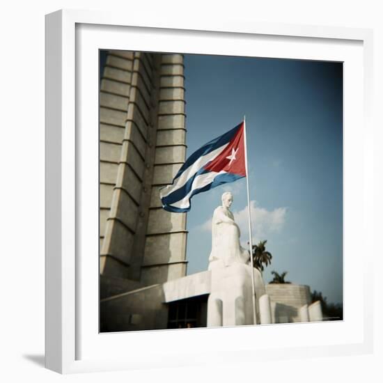 Cuban Flag and Jose Marti Memorial, Plaza De La Revolucion, Havana, Cuba, West Indies-Lee Frost-Framed Photographic Print