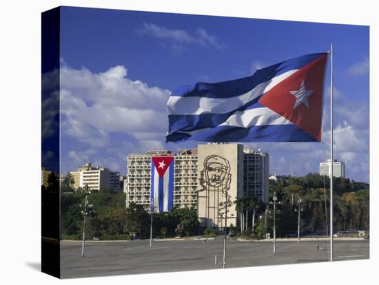 Cuban Flag Flying Outside the Ministerio Del Interior, Cuba, West Indies-Gavin Hellier-Stretched Canvas