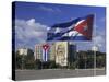 Cuban Flag Flying Outside the Ministerio Del Interior, Cuba, West Indies-Gavin Hellier-Stretched Canvas