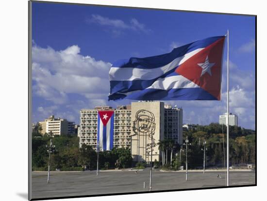 Cuban Flag Flying Outside the Ministerio Del Interior, Cuba, West Indies-Gavin Hellier-Mounted Photographic Print
