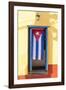 Cuban Flag in doorway, Trinidad, Sancti Spiritus, Cuba-Ed Hasler-Framed Photographic Print