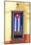 Cuban Flag in doorway, Trinidad, Sancti Spiritus, Cuba-Ed Hasler-Mounted Photographic Print