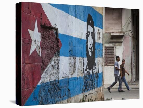 Cuban Flag Mural, Havana, Cuba-Jon Arnold-Stretched Canvas