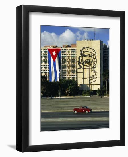 Cuban Flag Outside the Ministerio Del Interior at Plaza De La Revolucion, Havana, Cuba-Gavin Hellier-Framed Photographic Print