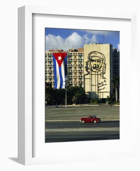 Cuban Flag Outside the Ministerio Del Interior at Plaza De La Revolucion, Havana, Cuba-Gavin Hellier-Framed Photographic Print