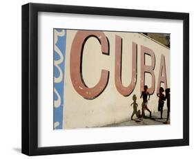 Cuban Girls Run in a Street in Havana, Cuba, Thursday, August 10, 2006-Javier Galeano-Framed Photographic Print