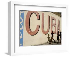 Cuban Girls Run in a Street in Havana, Cuba, Thursday, August 10, 2006-Javier Galeano-Framed Photographic Print