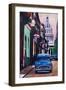 Cuban Oldtimer Street Scene in Havanna Cuba with B-Markus Bleichner-Framed Art Print