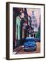 Cuban Oldtimer Street Scene in Havanna Cuba with B-Markus Bleichner-Framed Art Print