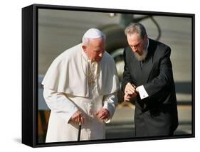 Cuban President Fidel Castro,And Pope John Paul II-null-Framed Stretched Canvas